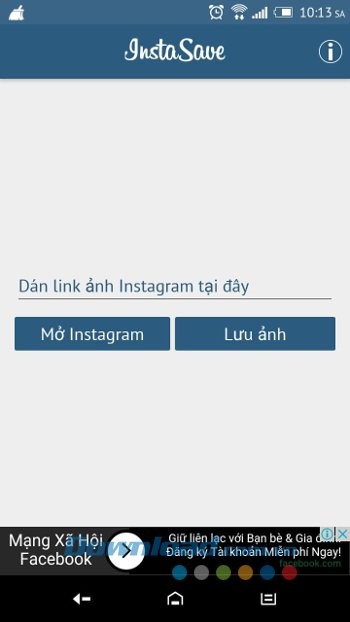 Giao diện ứng dụng InstaSave for Instagram
