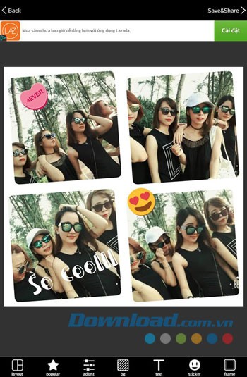 Các bước biên tập ảnh trên InstaSquare Size Pic Collage