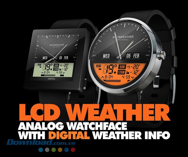 InstaWeather cho Android Wear hỗ trợ 2 kiểu hiển thị thông tin thời tiết