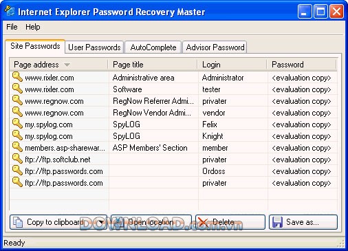 Internet Explorer Password Recovery Master