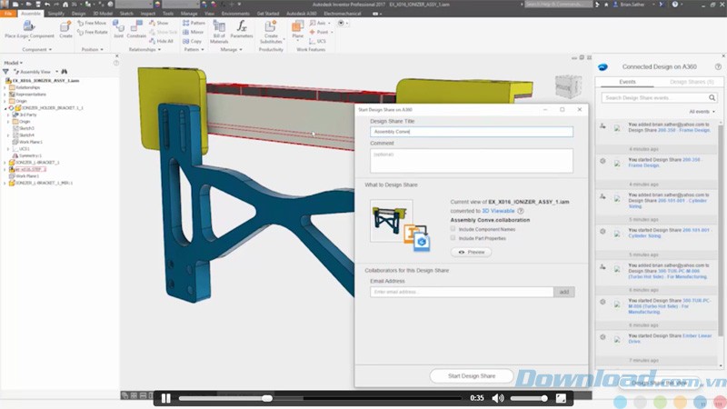 Tính năng bình luận trong Inventor