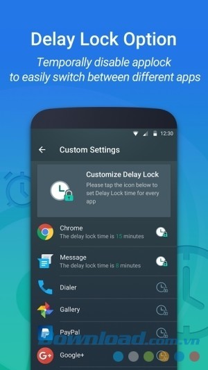 Tùy chọn thời gian trì hoãn khóa IObit Applock cho Android