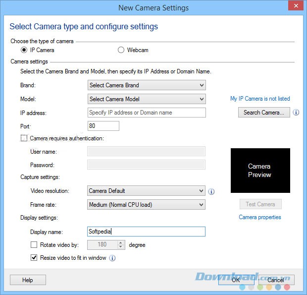 Các lựa chọn thiết lập phần mềm
