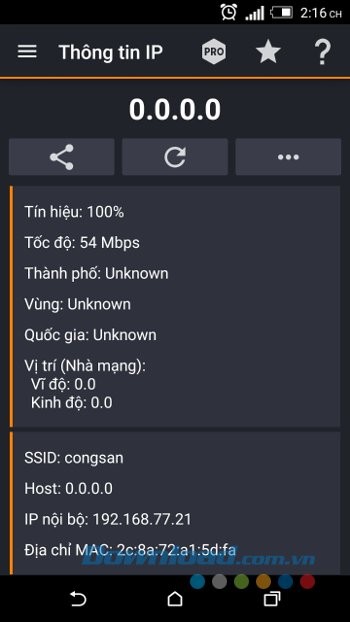 Giao diện ứng dụng IP Tools