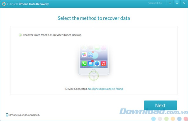 Giao diện của iPhone Data Recovery