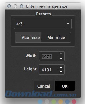 Chọn kích thước
