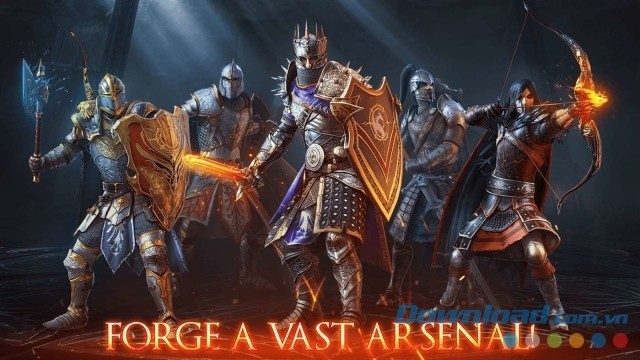 Sử dụng hàng loạt các vũ khí mạnh mẽ trong game nhập vai miễn phí Iron Blade: Medieval Legends RPG cho máy tính