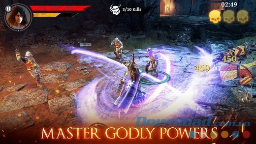 Điều khiển nhân vật Iron Blade: Medieval Legends RPG cho iOS thi triển những chiêu thức gươm kiếm đầy uy lực