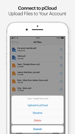 Kết nối với pCloud