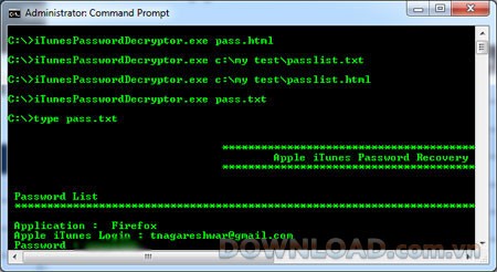 iTunesPasswordDecryptor