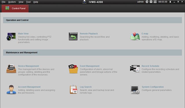 Giao diện phần mềm iVMS-4200