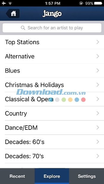 Khám phá kênh âm nhạc Jango