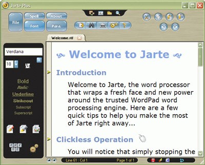 Giao diện chính của Jarte