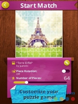 Jigsaw Puzzles Real cho Android để bạn tùy chỉnh cấp độ khó