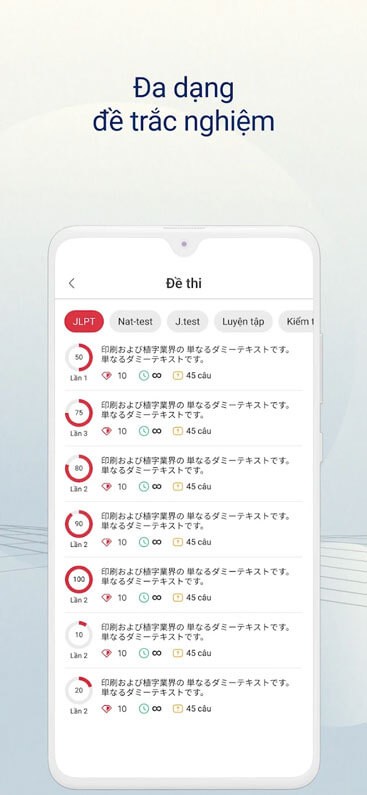 Đa dạng đề trắc nghiệm