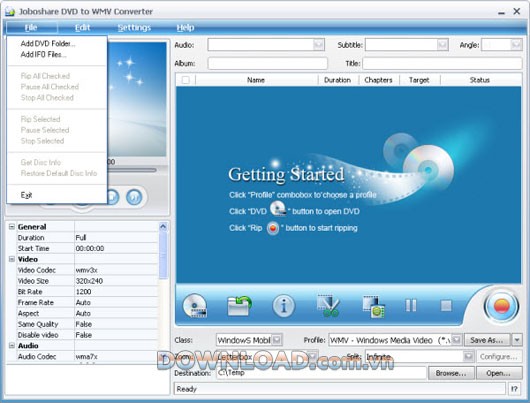 Joboshare DVD to WMV Converter