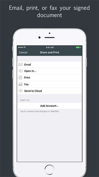 Chia sẻ hoặc in tài liệu đã ký ngay từ ứng dụng