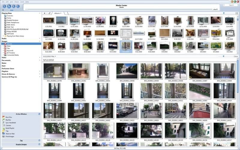 Giao diện thư viện JRiver Media Center