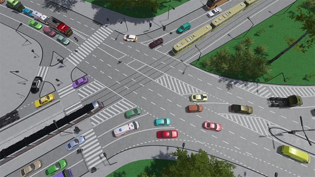 Sắp đặt các làn đường dành cho ô tô xe máy, đường ray xe lửa, xe điện, đường ưu tiên...