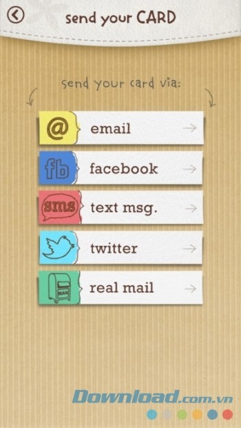 Gửi thiệp cho bạn bè qua Email, tin nhắn, mạng xã hội...