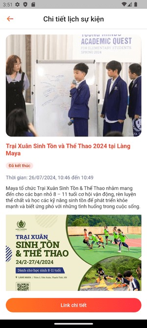 Chi tiết lịch sự kiện