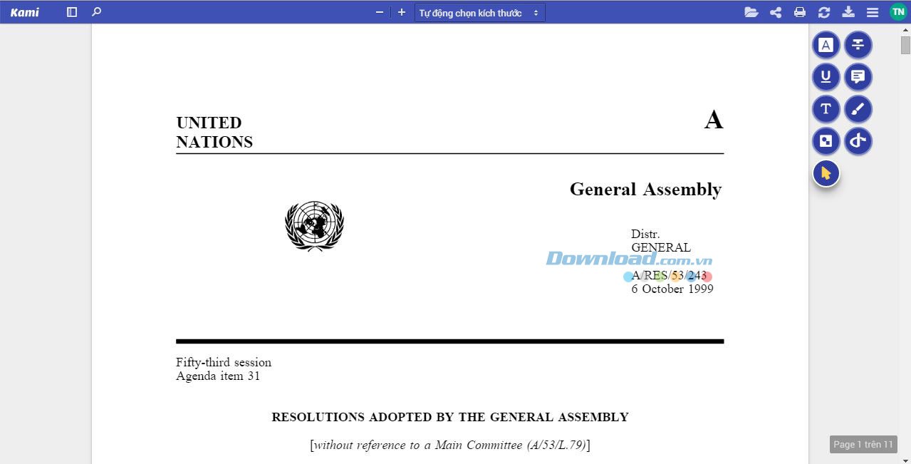 Giao diện chính của Kami