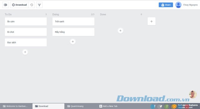 Quản lý công việc theo tab