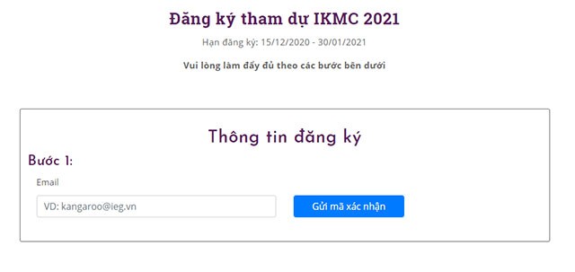 Đăng ký Kỳ thi Toán Kangaroo