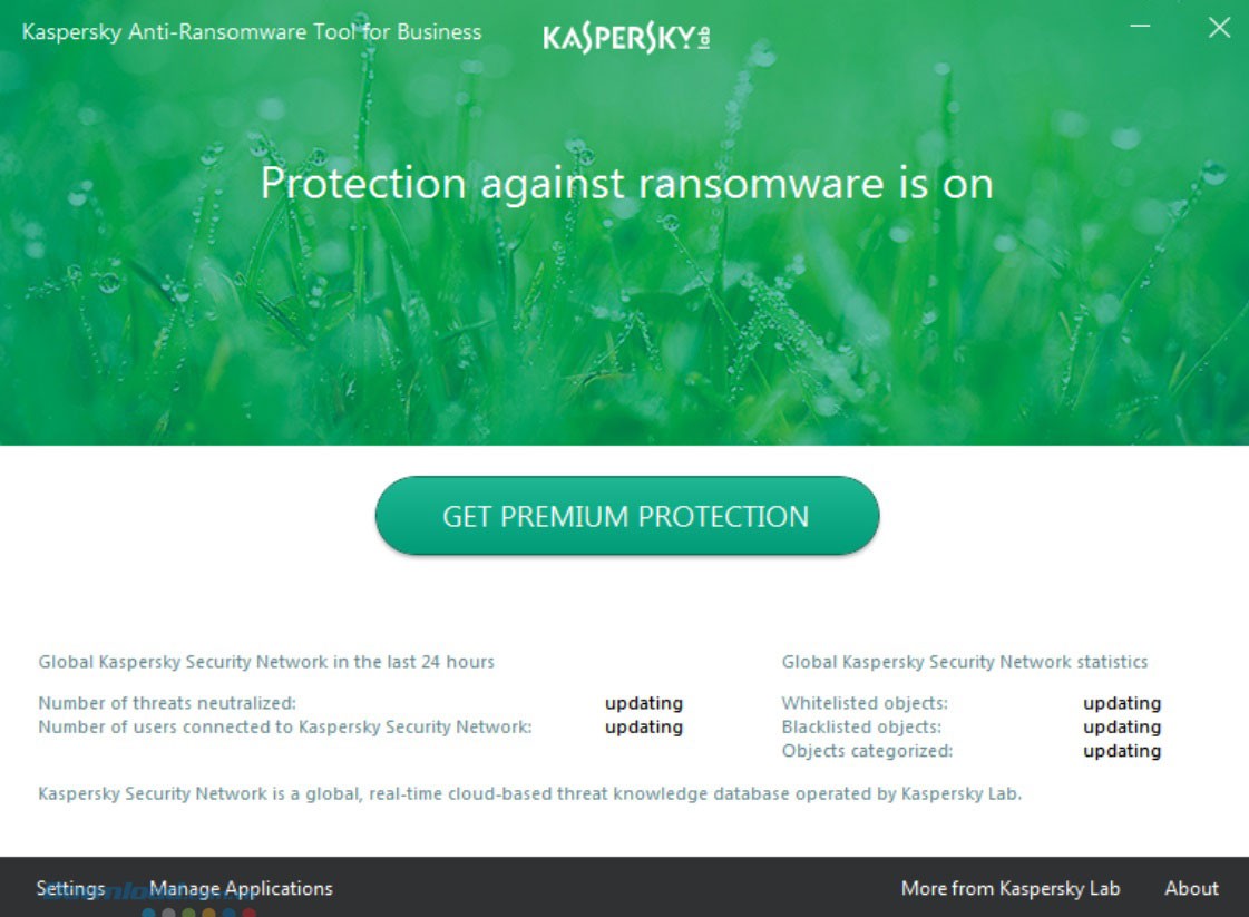 Giao diện phần mềm Kaspersky Anti-Ransomware Tool for Business