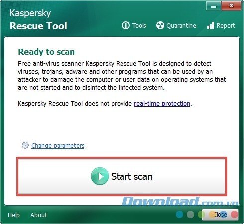 Giao diện Kaspersky Rescue Disk