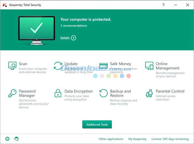 Giao diện của Kaspersky Total Security