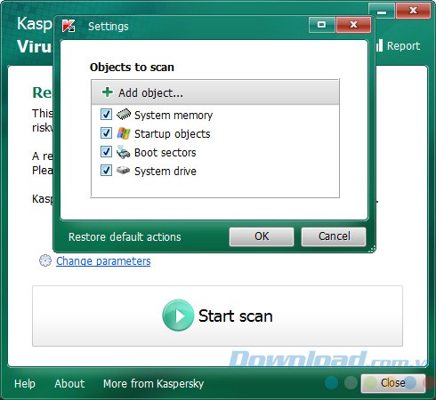 Cài đặt của Kaspersky Virus Removal Tool