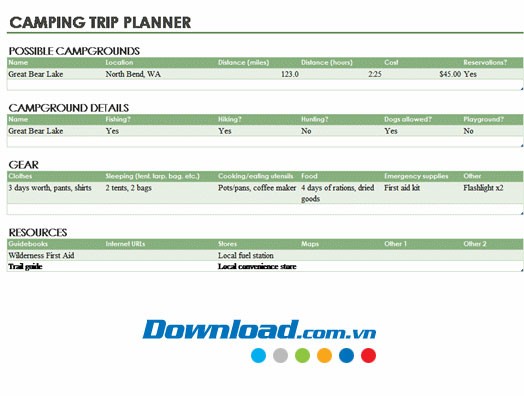 Kế hoạch đi cắm trại