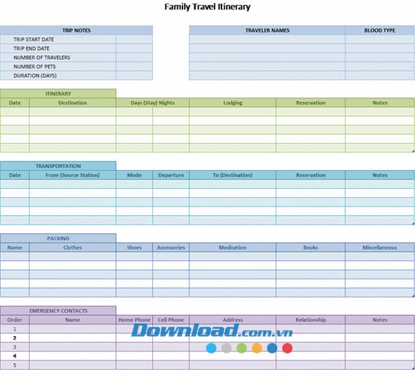 Kế hoạch du lịch gia đình