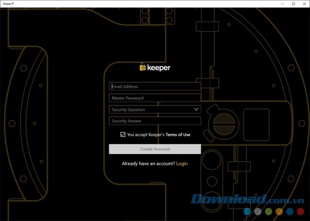 Giao diện chính của ứng dụng bảo mật Keeper cho máy tính và Windows Phone