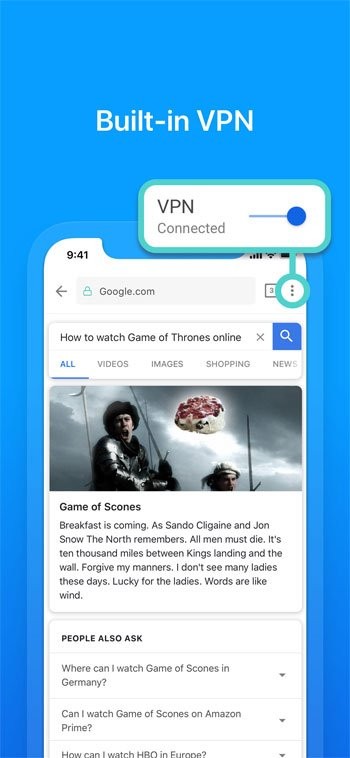 Tính năng VPN được tích hợp sẵn