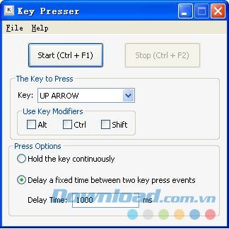 Giao diện phần mềm Key Presser