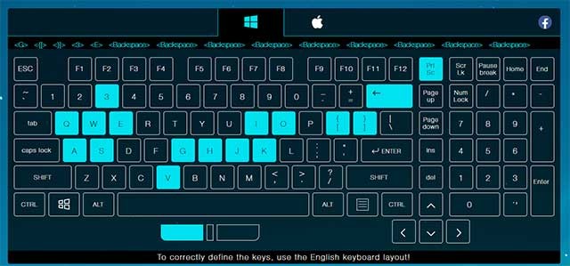 Bàn phím ảo trên màn hình sẽ giữ nguyên màu của các phím bạn đã ấn