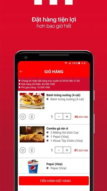 Đặt hàng KFC Vietnam