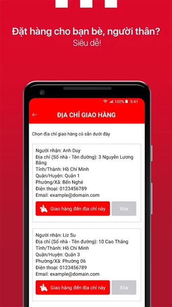 Giao hàng cho bạn bè, người thân