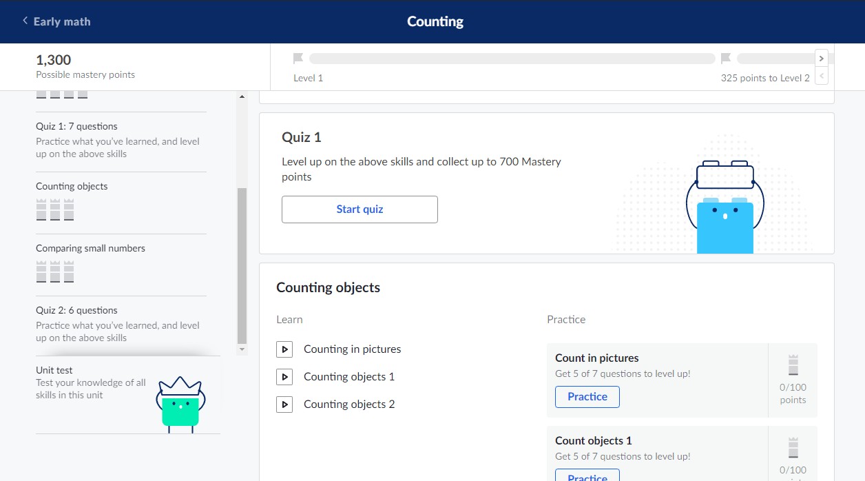 Giao diện Khóa học toán đơn giản nhất của Khan Academy