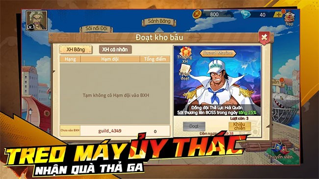 Treo máy nhận quà tặng khi chơi game chiến thuật Kho Báu Truyền Thuyết