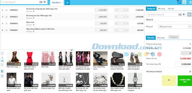 Giao diện phần mềm bán hàng đa kênh KiotViet