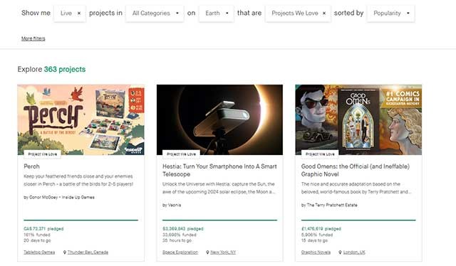 Web có nhiều dự án gây quỹ thuộc nhiều thể loại đa dạng