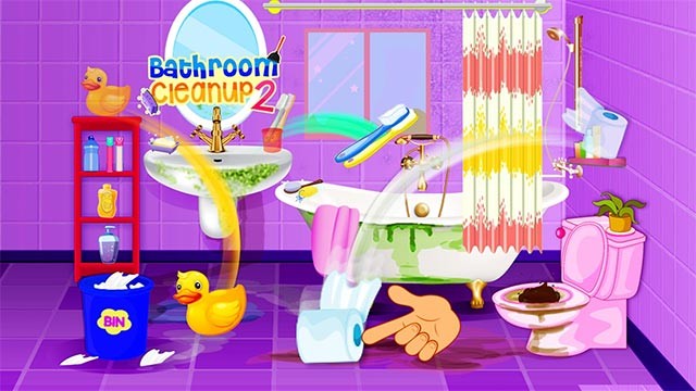 Thể hiện kỹ năng dọn nhà trong game Kids Bathroom Clean up