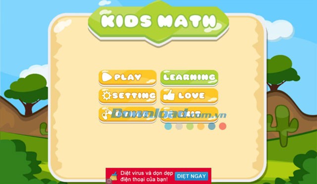 Giao diện ứng dụng Kids Math