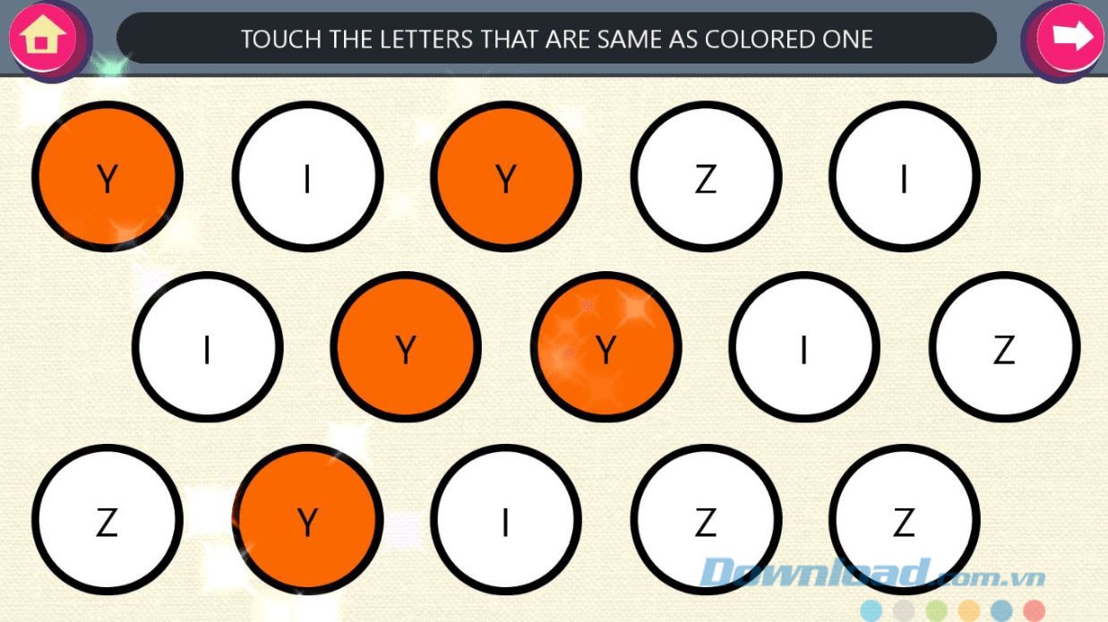 Tìm chữ cái cùng màu