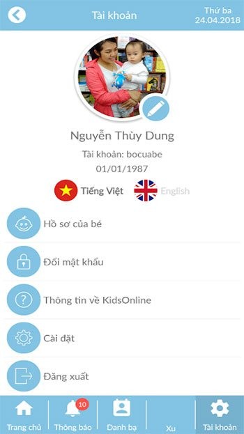 Tài khoản KidsOnline