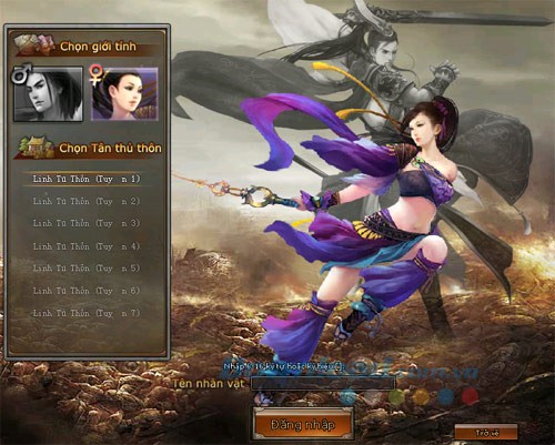 Lựa chọn giới tính, đặt tên nhân vật trong Kiếm Thế.