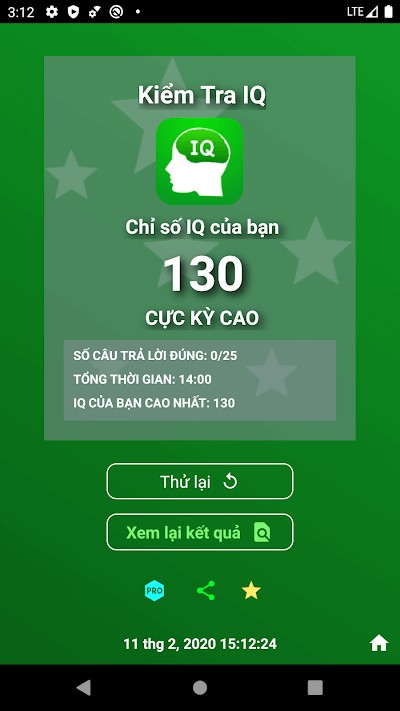 Xem kết quả kiểm tra IQ